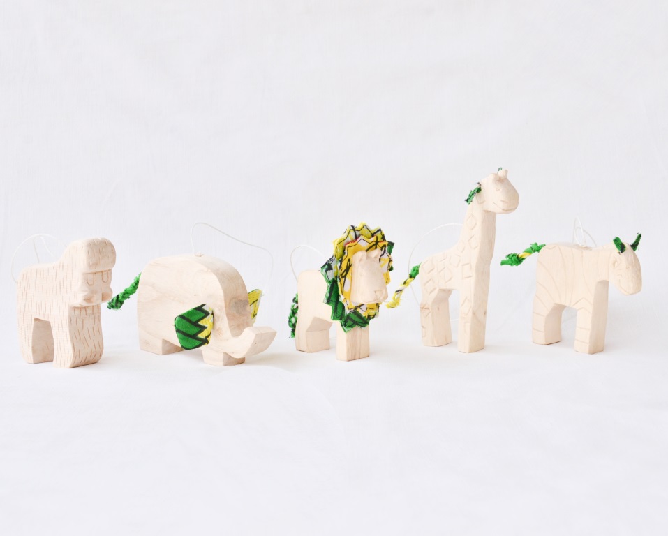 Carved Safari Animal Ornaments