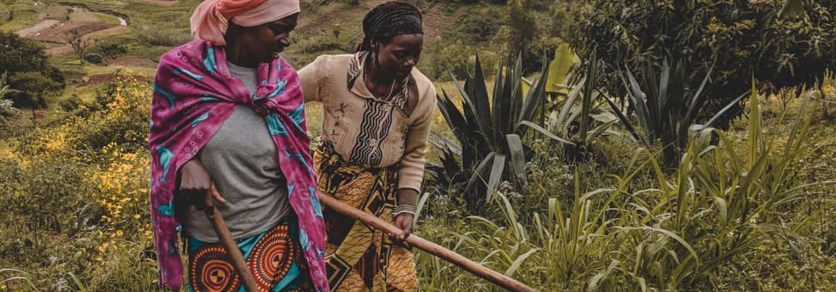 Sperathe cultivating her crops with neighbor
